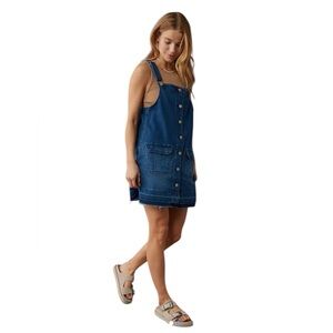 NWT American Eagle ($74.95) Denim Button-Up Pinafore Dress